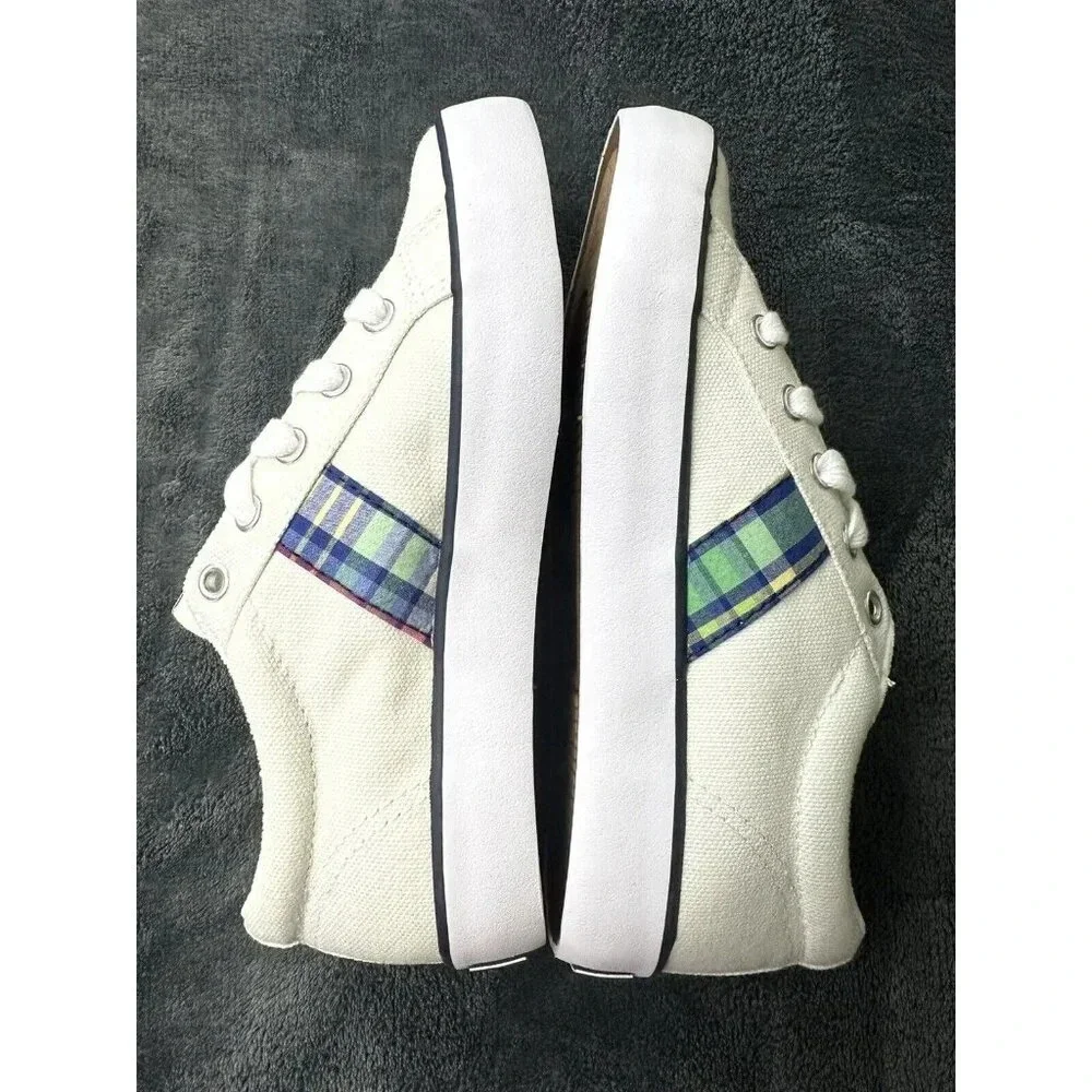 Polo Ralph Lauren kids Giles Canvas Shoes Size 13.5  White/ Bright Blue Canvas